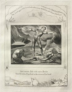 Jobs bok: Pl. 6, Och slog Job med ömma bölder / från fotsulan till hjässan av William Blake