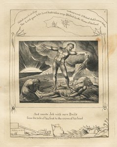 Jobs bok: Pl. 6, Och slog Job med ömma bölder / från fotsulan till hjässan av William Blake
