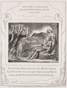 Jobs bok: Pl. 7, Och när de hade lyft upp sina ögon, 1825. av William Blake