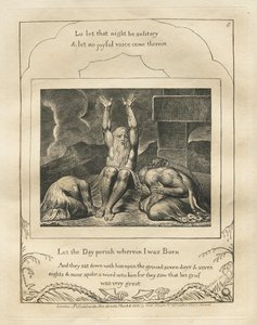 Jobs bok: Pl. 8, Låt dagen förgås då jag föddes, 1825. av William Blake