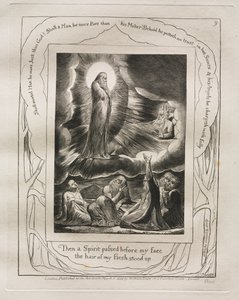 Jobs bok: Pl. 9, Då gick en Ande för mitt ansikte / mitt kötts hår reste sig av William Blake