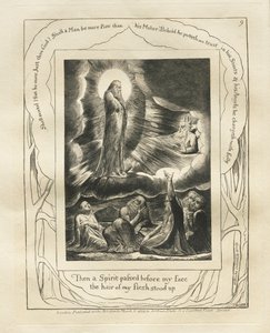 Jobs bok: Pl. 9, Då gick en Ande framför mitt ansikte, mitt kötts hår reste sig, 1825. av William Blake