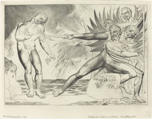 De korrupta tjänstemännens krets; Djävlarna plågar Ciampolo av William Blake