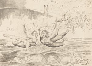 Cirkeln av de korrupta tjänstemännen, djävlarna som masar varandra, 1827. av William Blake