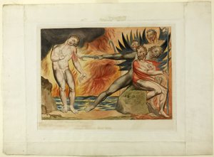 De korrupta tjänstemännens krets; djävlarna plågar Ciampolo. Inferno, canto XXII av William Blake