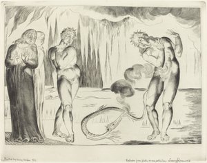 Tjuvarnas krets; Buoso Donati attackerad av ormen av William Blake