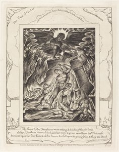 Förstörelsen av Jobs söner, 1825. av William Blake