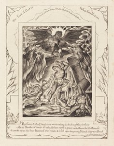 Förstörelsen av Jobs söner, 1825. av William Blake