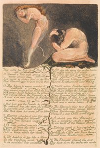 Urizens första bok, tavla 17, de kallade henne Medlidande och flydde. . . . (Bentley 19) av William Blake