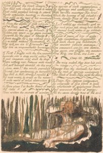 Urizens första bok, tavla 4, "Muster runt de dystra öknarna ...." (Bentley 4) av William Blake