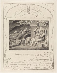 Budbärarna berättar för Job om hans olyckor av William Blake