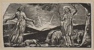 Thenot remonstrates With Colinet, från Thorntons Pastorals of Virgil, 1821. av William Blake
