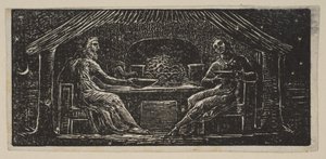 Thenot och Colinet äter sin kvällsmåltid, från Thorntons Pastorals of Virgil, 1821. av William Blake