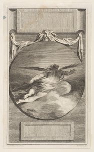 Bevingad figur som flyger genom moln, ca. 1780-87. av William Blake