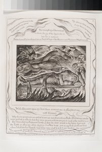 With Dreams Upon My Bed Thou Scarest Me (gravyr på india paper chine collé) av William Blake