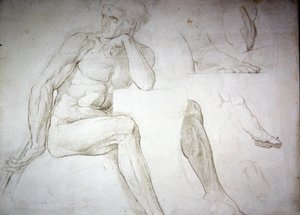 Manliga nakenstudier (penna på papper)
