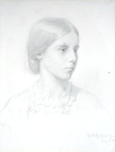 Porträtt av en ung kvinna (penna på papper) av William Blake Richmond