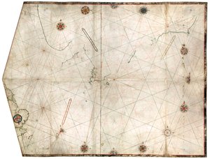 Portulankarta konstruerad av William Borough som visar havsområdet i Nordsjön och Östersjön, från Englands östkust till början av den svenska viken, ca 1580 (pergament) av William Borough