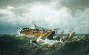 Skeppsbrott utanför Nantucket Vrak utanför Nantucket efter en storm, ca. 1860-61.