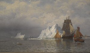 Valfångare och fiskefartyg nära Labradors kust, ca 1880 (olja på duk)