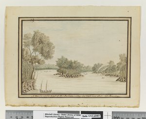 Opp. sid. 120. `En vy i övre delen av Port Jackson; när fisken sköts.