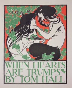 Reproduktion av en affisch med reklam för "When Hearts are Trumps" av Tom Hall (se 41529).