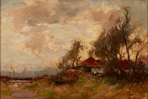 A Farm Steading (olja på duk)