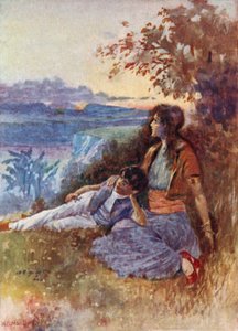 Illustration för Vathek, An Arabian Tale, av William Beckford (färg litho)