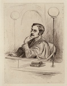 Joseph Shield Nicholson, professor i kommersiell och politisk ekonomi samt handelsrätt (gravyr) av William Brassey (after) Hole