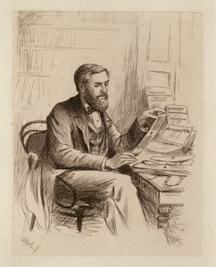 Julius Eggeling, professor i sanskrit och jämförande filologi (gravyr) av William Brassey (after) Hole