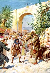 Jesus botar en blind tiggare - Bibeln av William Brassey Hole