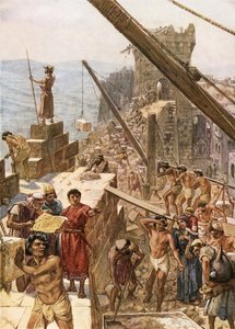 Återuppbyggnad av Jerusalems mur under Nehemja av William Brassey Hole