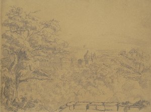 Recto: Landsbygdslandskap med kloster