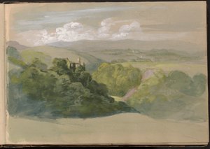 Vy över Berry Pomeroy Castle av William Brockedon