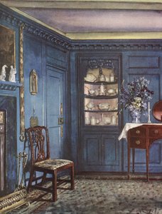 Inredning och dekoration: En matsal med blå väggar (färglitografi) av William Bruce Ellis Ranken