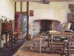 Inredning och dekoration: En vit hall (färglitografi) av William Bruce Ellis Ranken