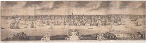 A South Prospect of Ye Flourishing City of New York i provinsen New York i Amerika, graverad av John Harris, 1717-18 av William Burgis