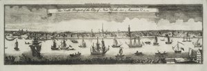 Den södra utsikten av staden New York, i Nordamerika, 1761 av William Burgis