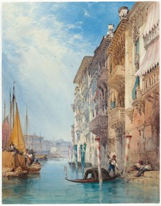 En gondol på Canal Grande, Venedig av William Callow