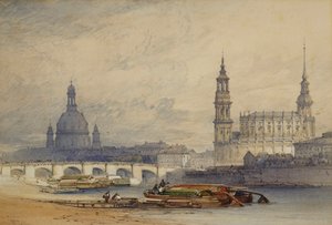 Dresden från floden Elbe, 1853 av William Callow