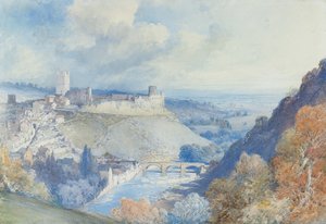 Richmond Castle and Town, Yorkshire av William Callow
