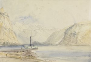 Wallenstadt, från Wesen, Schweiz (penna och wc på papper) av William Callow