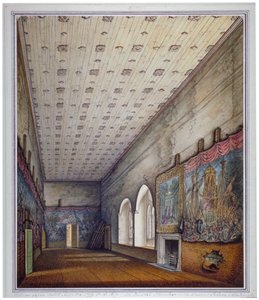 Interiörvy av den målade kammaren, Palace of Westminster, London, 1817.
