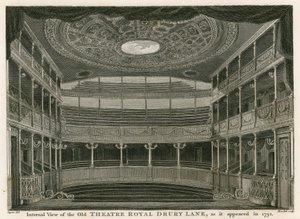 Invändig bild av den gamla Theatre Royal, Drury Lane, London, som den såg ut 1792