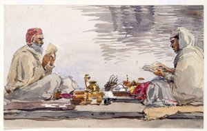 Två heliga män som läser Granth Sahib, Amritsar