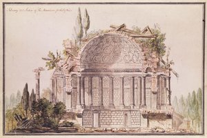 Arkitektonisk ritning för mausoleum för Frederick, Prince of Wales (1707-51), ca 1751