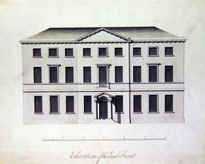 Design för Enville Hall i Staffordshire, ca 1770 (penna och bläck med gråblå tvättar)