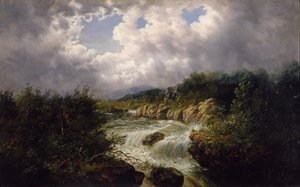 The Falls of Tamahaka, Cherokee County, North Carolina, ca 1860-70 (olja på duk)