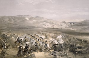 Ansvar för den tunga kavalleribrigaden vid slaget vid Balaclava den 25 oktober 1854, graverad av E. Walker, pub. 1855 av William Crimea Simpson