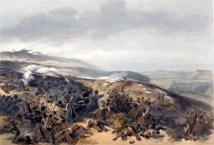 Second Charge of the Guards när de återtog Two Gun Battery vid slaget vid Inkerman, graverad av Edmond Morin (1824-82) från The Seat of War in the East - First Series, publicerad av Colnaghi und